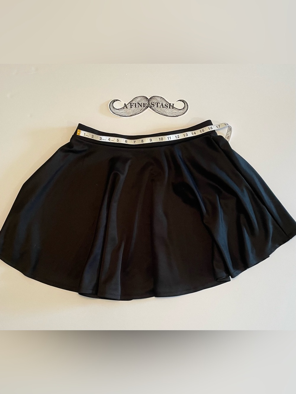 Made By Johnny Elastic High Waist Flared Skater Mini Skirt Black XXL